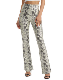 Faux Leather Animal Flared Legging | Fog Python