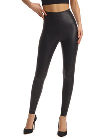 Faux Leather Animal Legging | Brown Croc