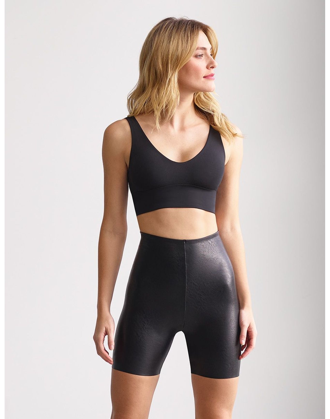 Faux Leather Bike Short | Black