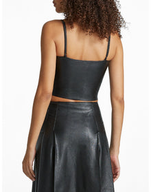 Faux Leather Cami Crop Top | Black