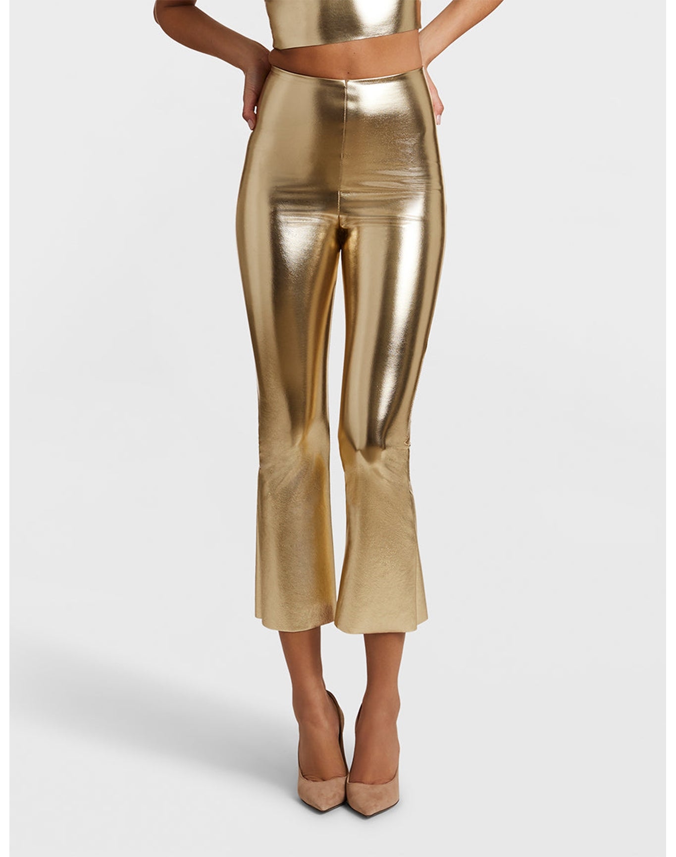 Faux Leather Crop Flare | Goldleaf