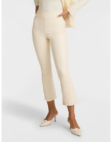 Faux Leather Crop Flare | Ivory