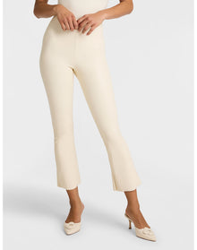 Faux Leather Crop Flare | Ivory