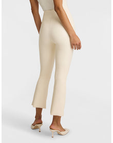 Faux Leather Crop Flare | Ivory