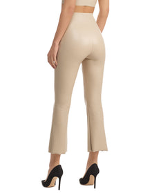 Faux Leather Crop Flare | Sand
