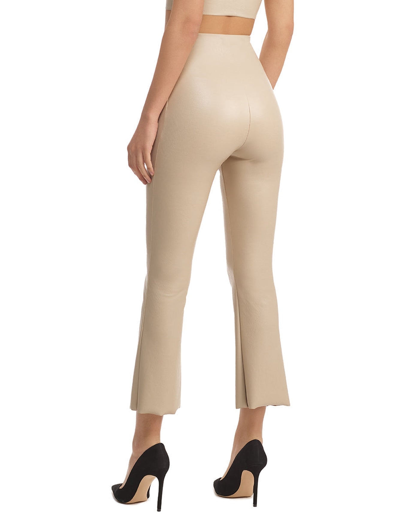 Faux Leather Crop Flare | Sand