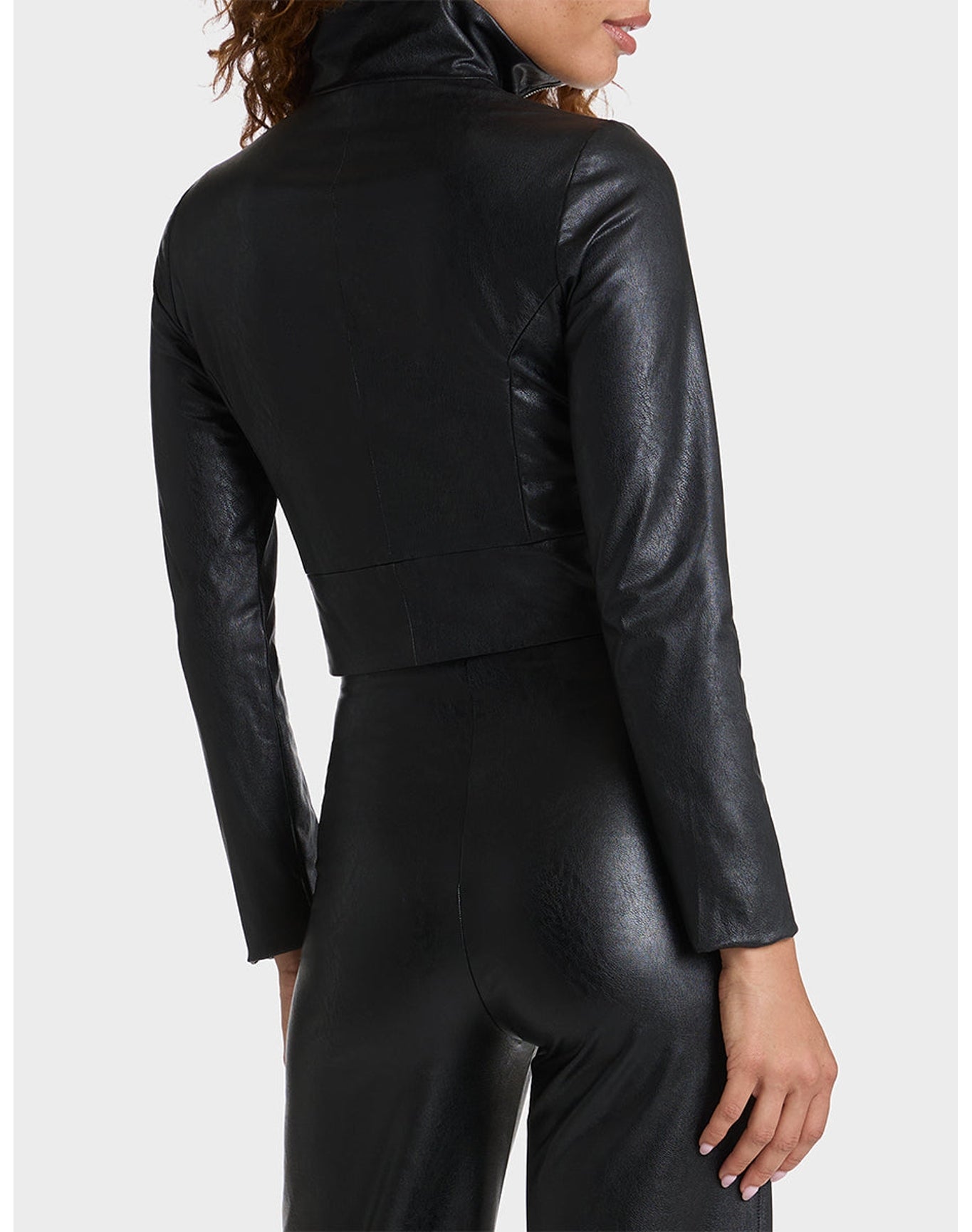 Faux Leather Cropped Biker Jacket | Black