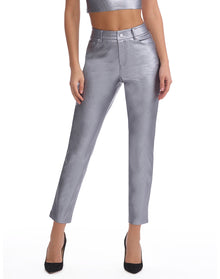 Faux Leather Five Pocket Pant | Platinum
