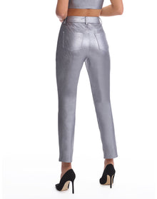 Faux Leather Five Pocket Pant | Platinum