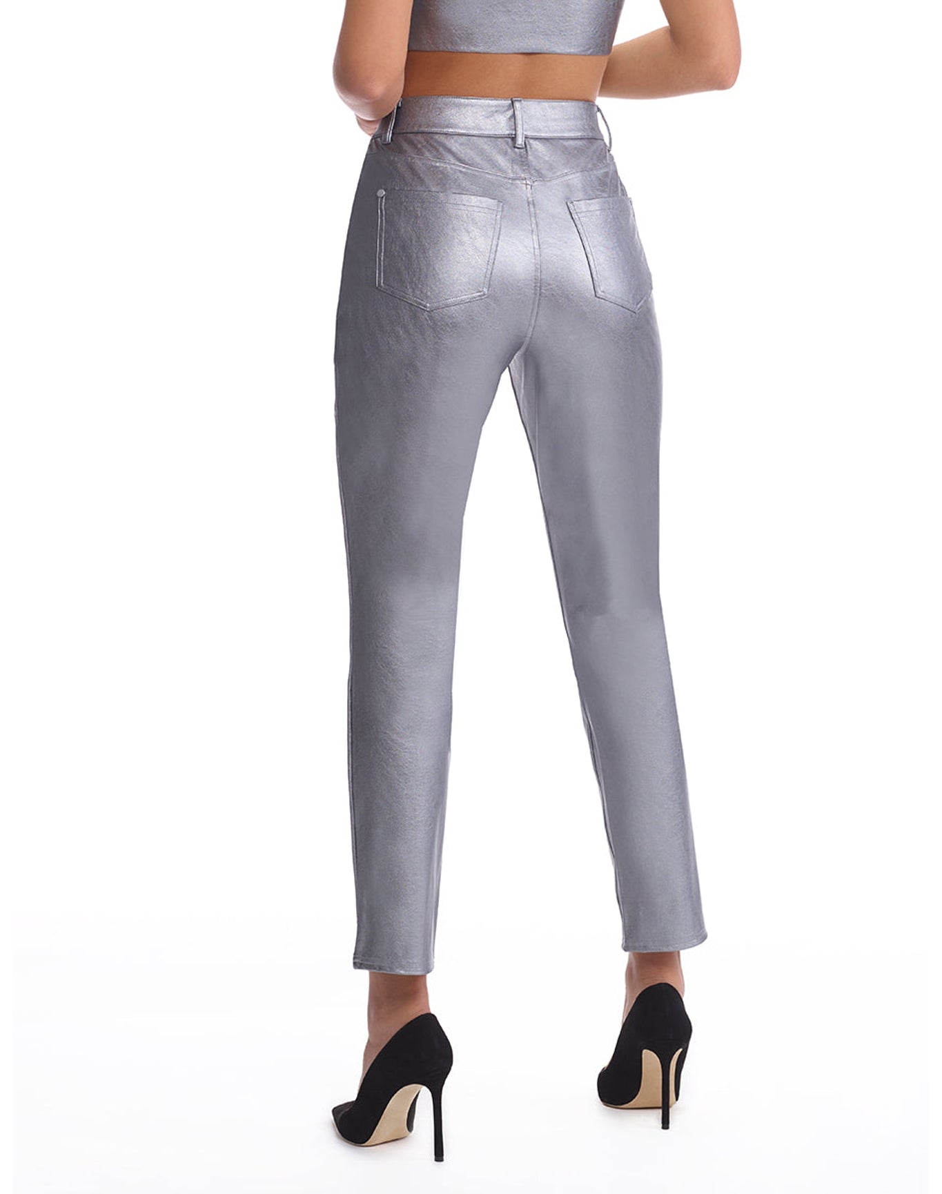 Faux Leather Five Pocket Pant | Platinum