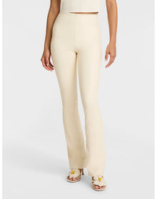 Faux Leather Flared Legging | Ivory