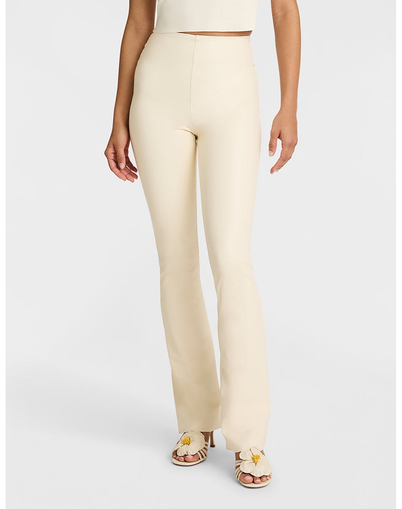Faux Leather Flared Legging | Ivory