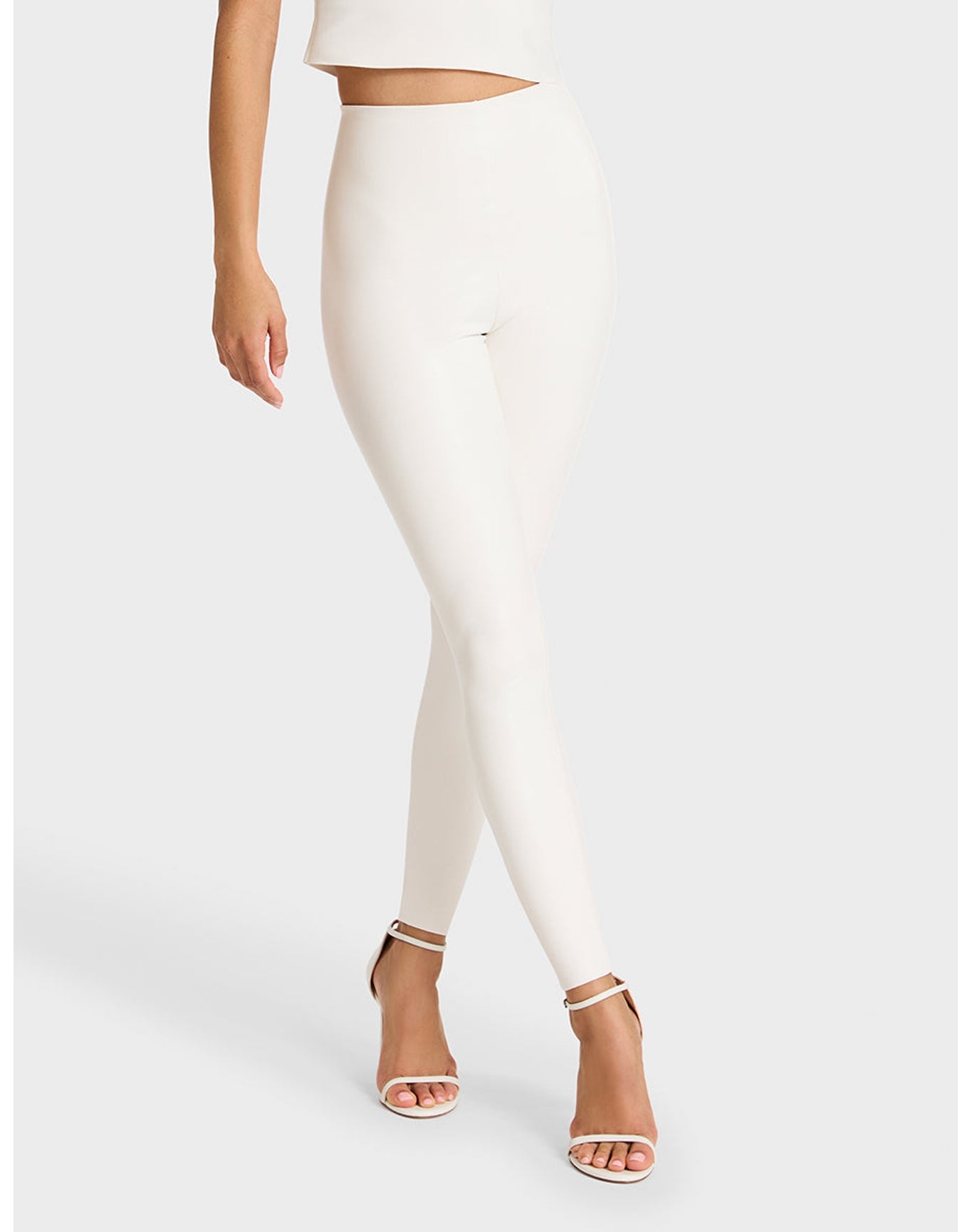 Faux Leather Flared Legging | White