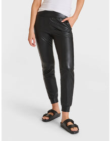 Faux Leather Jogger | Black