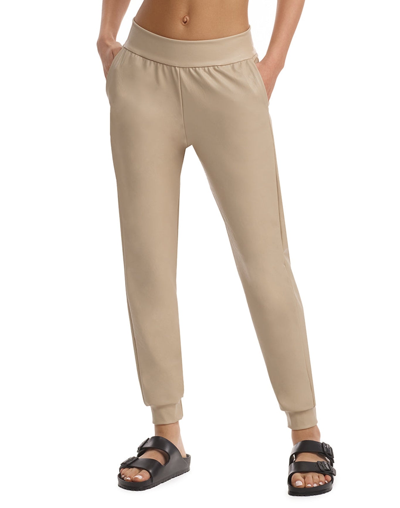 Faux Leather Jogger | Sand