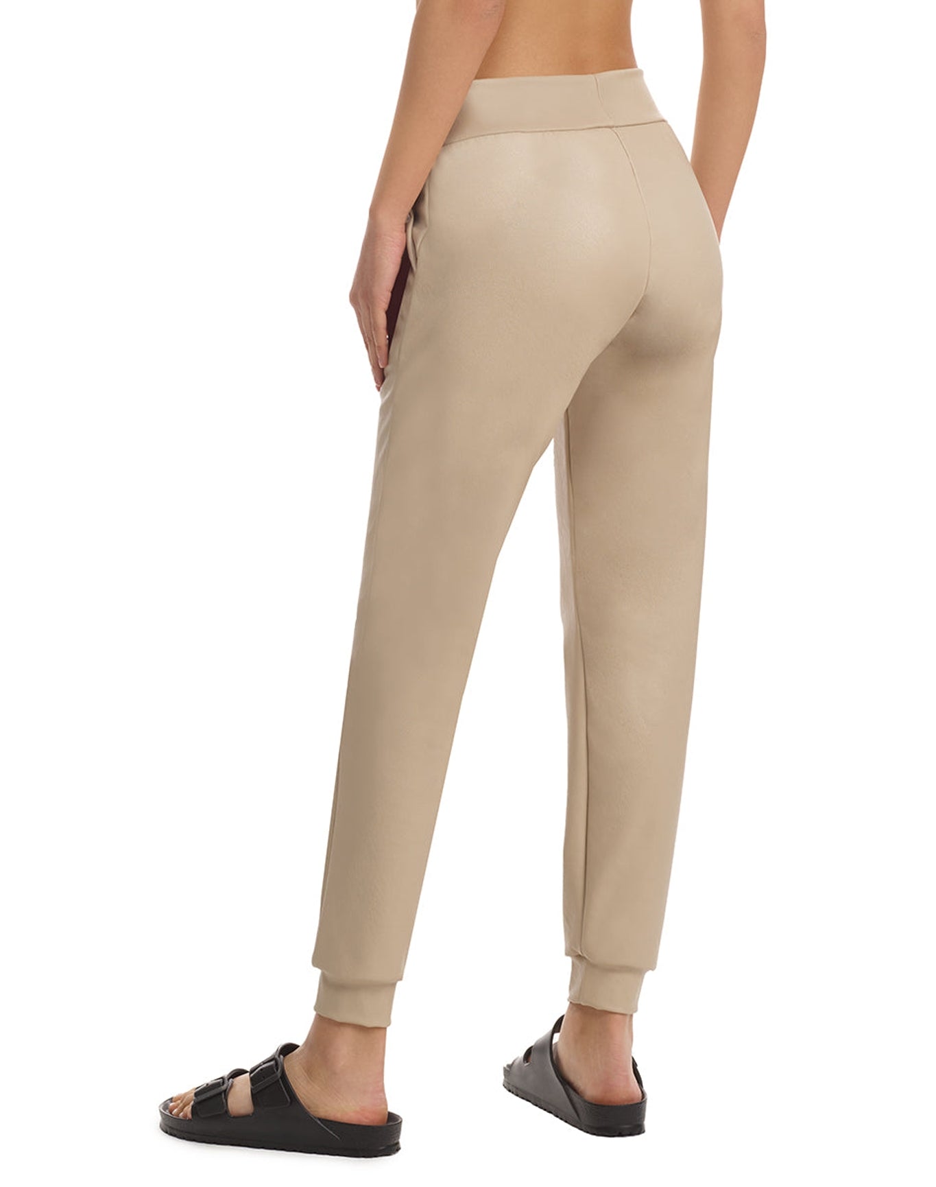 Faux Leather Jogger | Sand
