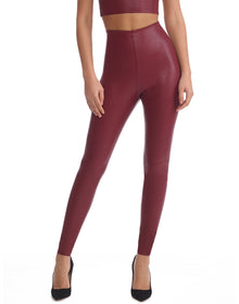 Faux Leather Legging | Garnet