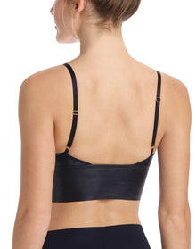 Faux Leather Longline Bralette | Black