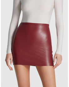 Faux Leather Micro-Mini Skirt | Garnet