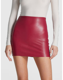 Faux Leather Micro-Mini Skirt | Raspberry
