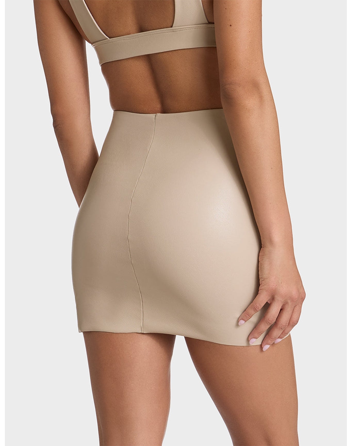 Faux Leather Micro-Mini Skirt | Sand