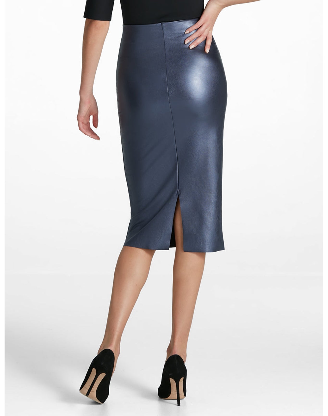 Faux Leather Midi Skirt | Galaxy