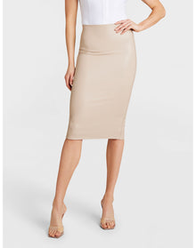 Faux Leather Midi Skirt | Sand