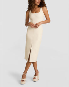 Faux Leather Midi Tank Dress | Ivory