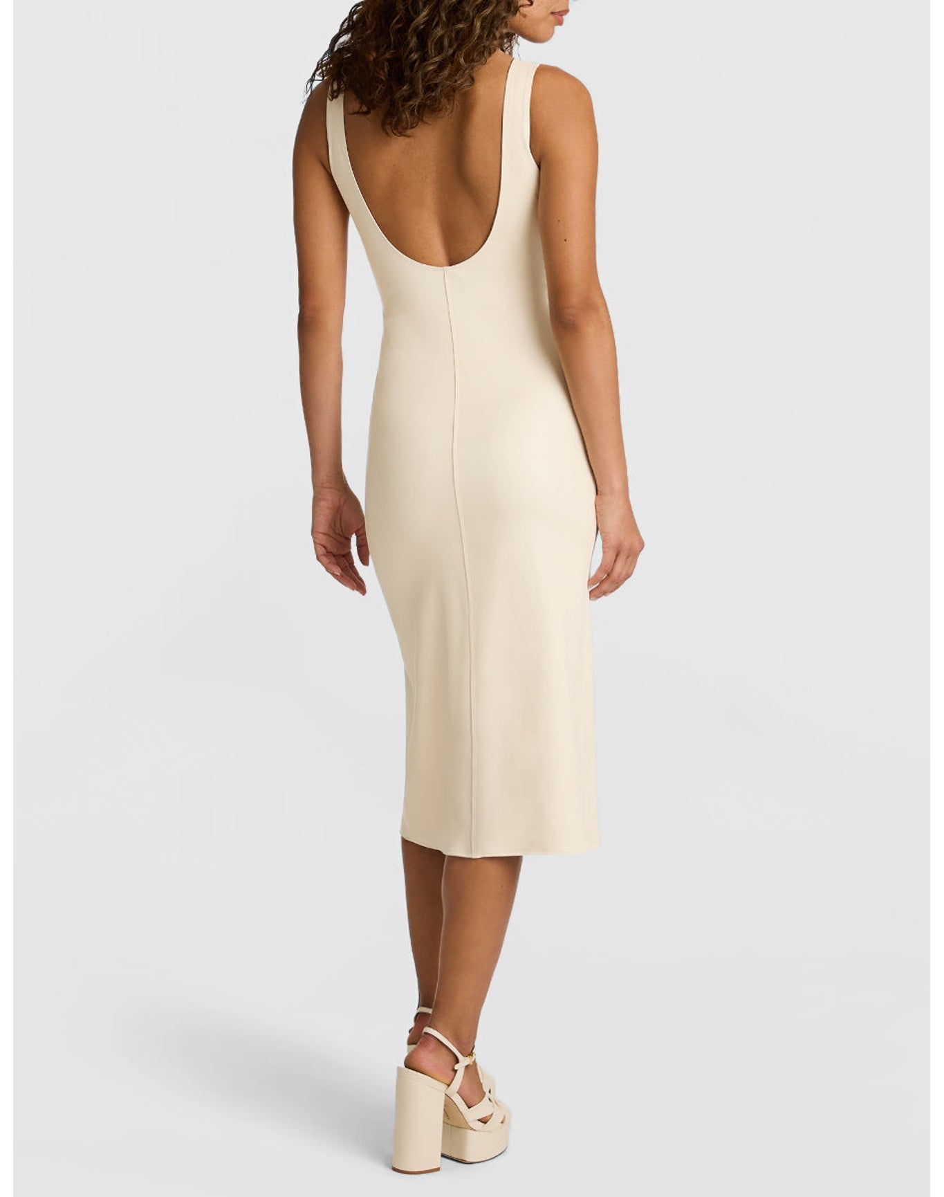 Faux Leather Midi Tank Dress | Ivory