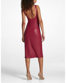Faux Leather Midi Tank Dress | Raspberry