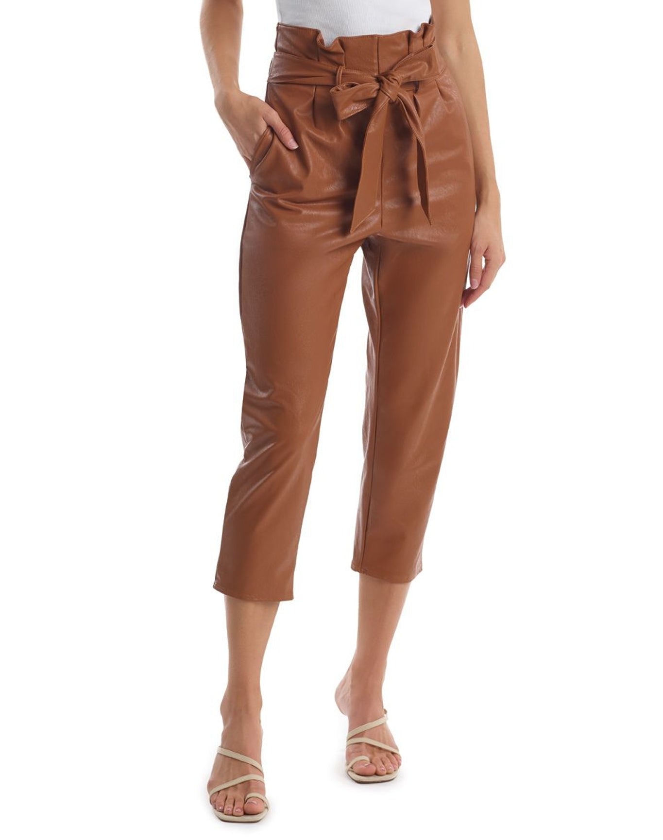 Faux Leather Paperbag Pants | Cocoa