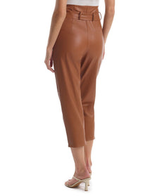 Faux Leather Paperbag Pants | Cocoa