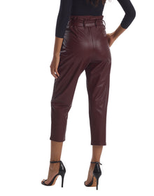 Faux Leather Paperbag Pants | Oxblood