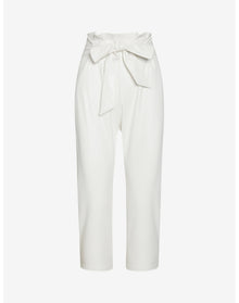 Faux Leather Paperbag Pants | White