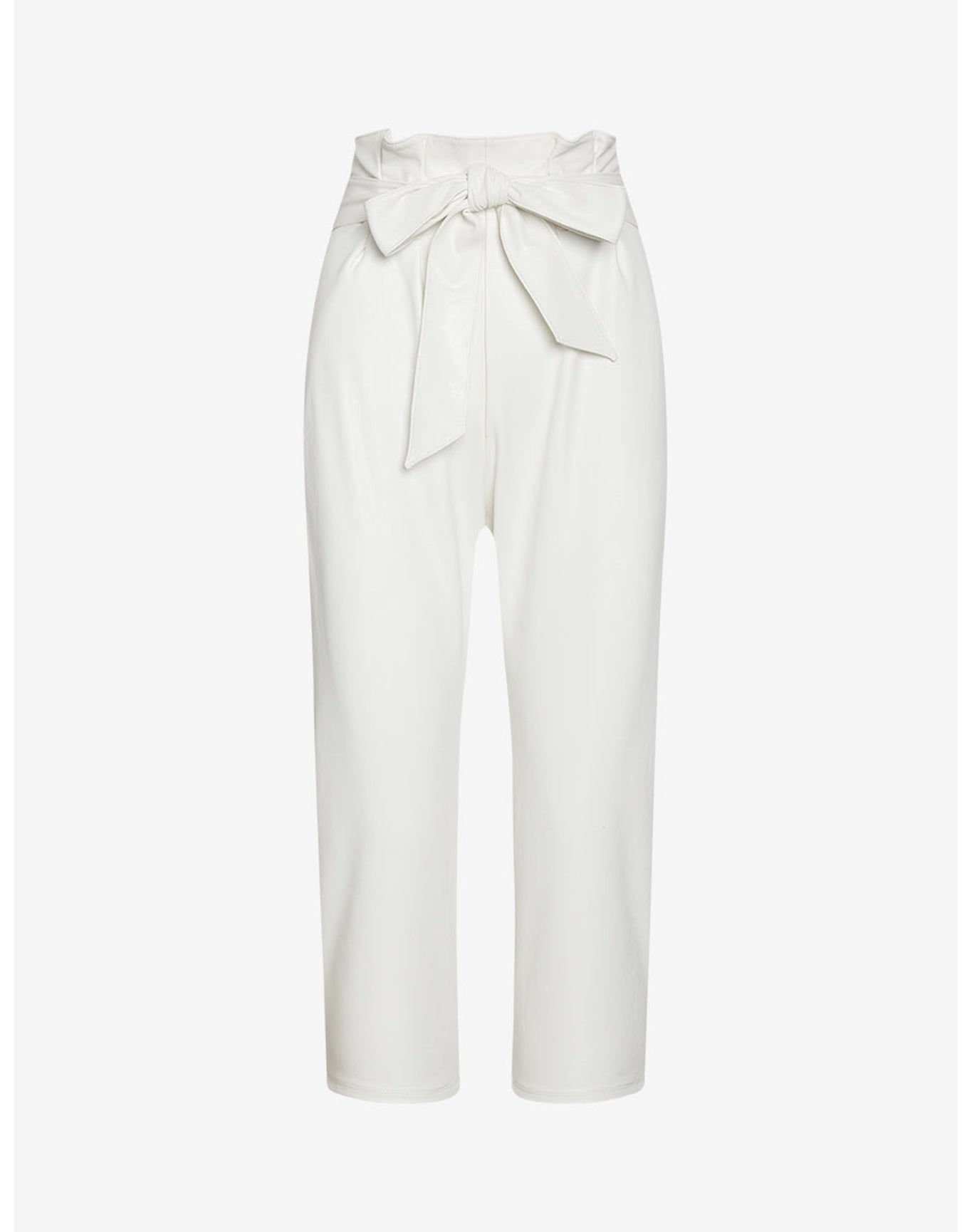 Faux Leather Paperbag Pants | White