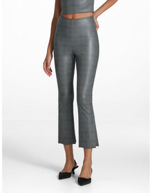 Faux Leather Print Cropped Flare | Glen Plaid