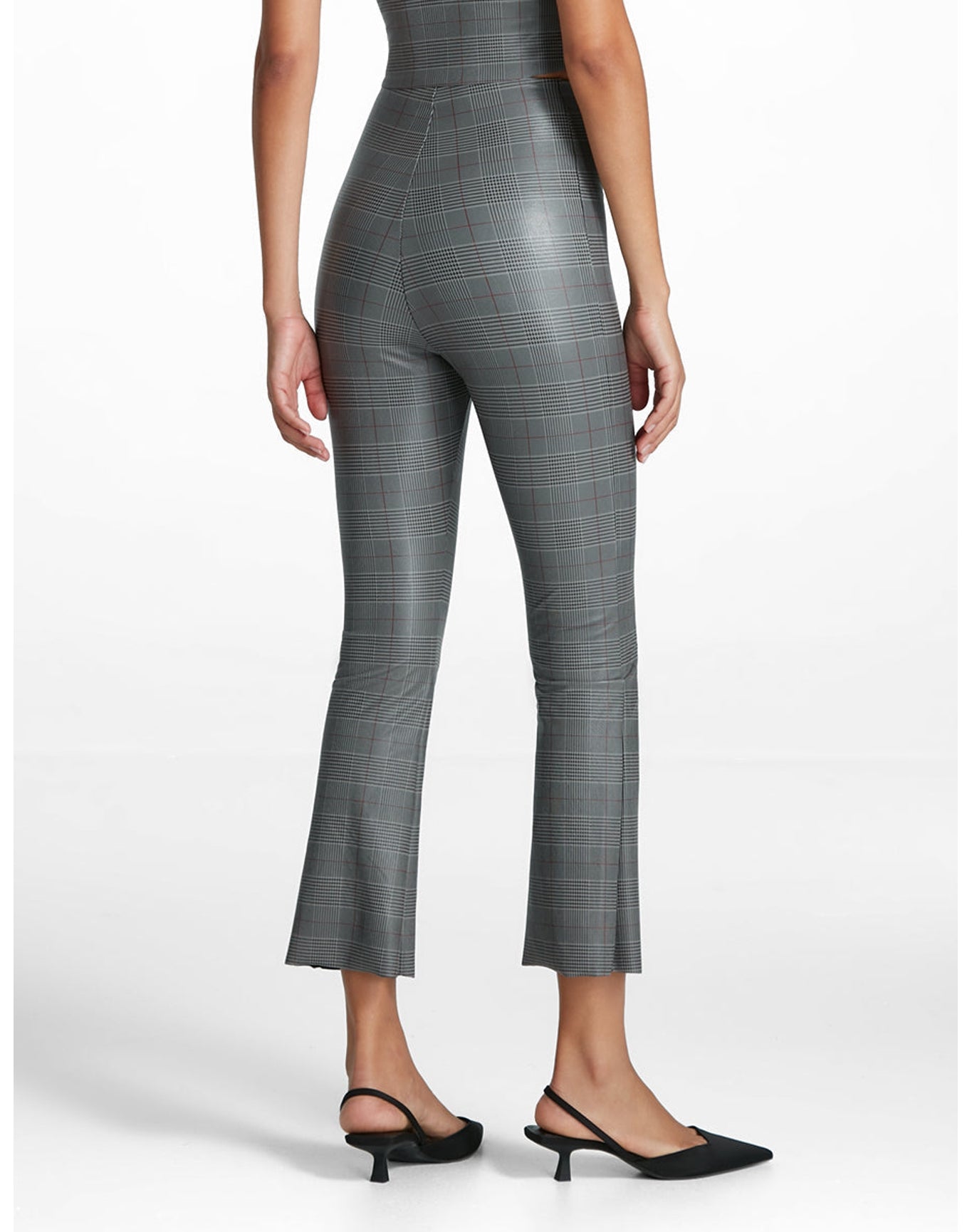 Faux Leather Print Cropped Flare | Glen Plaid