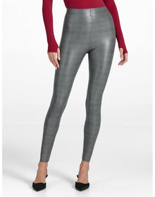 Faux Leather Print Legging | Glen Plaid