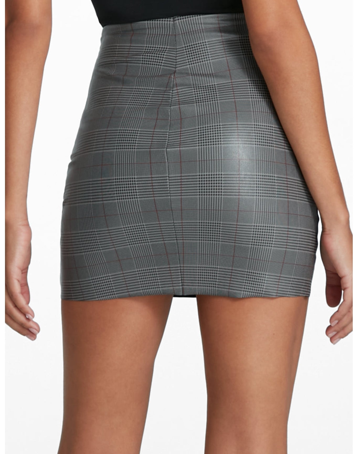 Faux Leather Print Micro-Mini Skirt | Glen Plaid