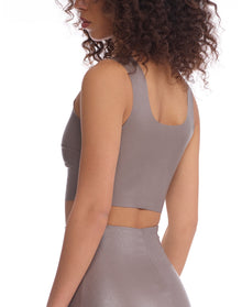 Faux Leather Squareneck Crop Top | Ash