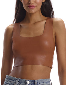 Faux Leather Squareneck Crop Top | Cocoa