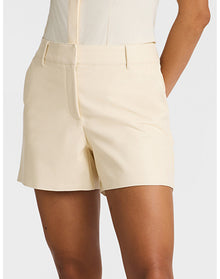 Faux Leather Tailored Short | Ivory