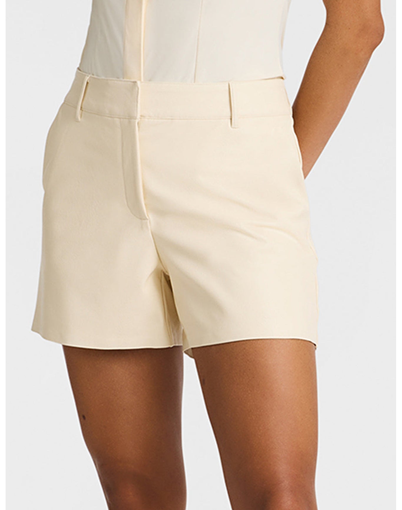 Faux Leather Tailored Short | Ivory