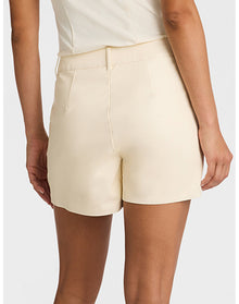 Faux Leather Tailored Short | Ivory
