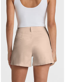 Faux Leather Tailored Short | Sand