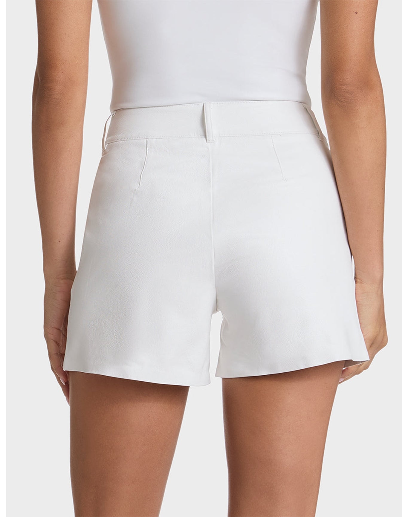 Faux Leather Tailored Short | White