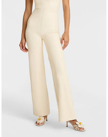 Faux Leather Wide Leg Pant | Ivory