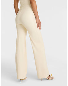 Faux Leather Wide Leg Pant | Ivory