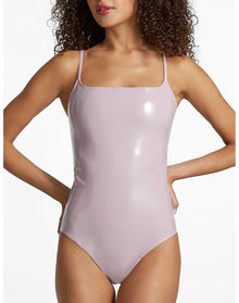 Faux Patent Leather Cami Bodysuit | Mauve