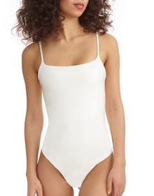 Faux Patent Leather Cami Bodysuit | White